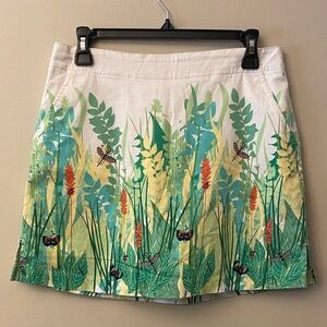 Lady Hagen Nature-Inspired A-Line Skirt - White and Green botanical